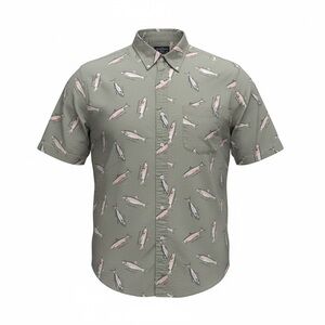 Britches Great Outdoors 90s Vintage Fish Print Button Down Shirt XL